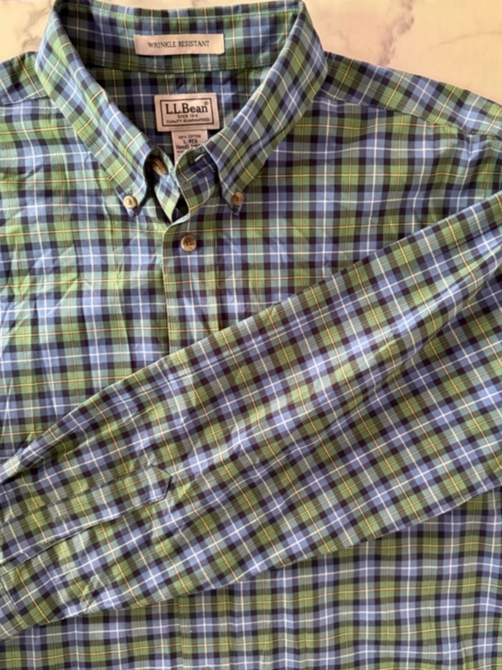L.L. Bean 100% Cotton Wrinkle Resistant Plaid Button Down Shirt XL